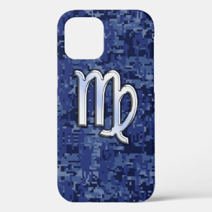 Virgo Zodiac on Navy Digital Camouflage iPhone 12 Pro Case