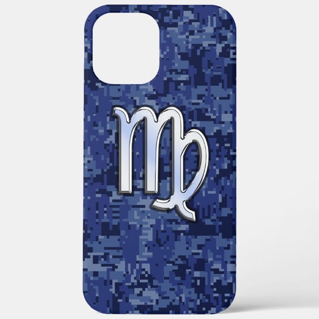 Virgo Zodiac on Navy Digital Camouflage Case-Mate iPhone Case (Back)