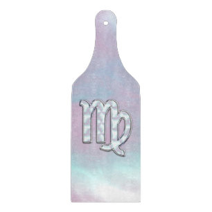 Virgo Zodiac on Pastels Nacre Mother of Pearl Cutting Board