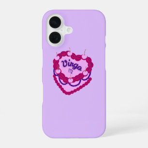 Virgo Zodiac Pastel Heart Birthday Cake iPhone 16 Case
