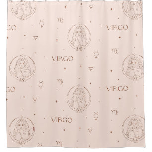 Virgo Zodiac Pattern in Brown and Burgundy Shower Curtain