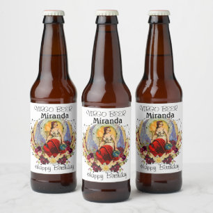 Virgo Zodiac Personalise Birthday Gift Beer Bottle Label