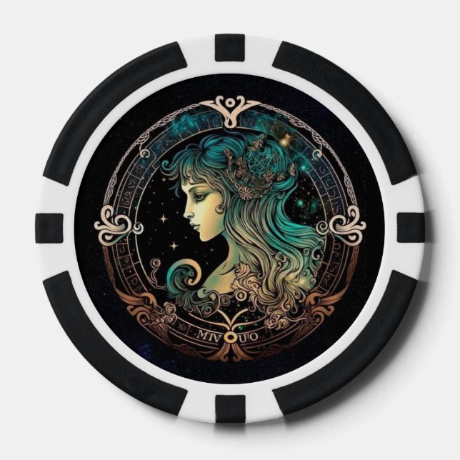 Virgo Zodiac Poker Chips – Astrology Game Night (Front)
