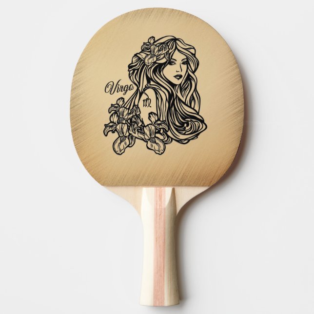 Virgo Zodiac Rustic Ping Pong Paddle (Front)