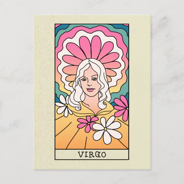 Virgo Zodiac Sign Abstract Art Vintage Postcard (Front)