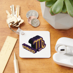 Virgo Zodiac Sign and Text Design Key Ring