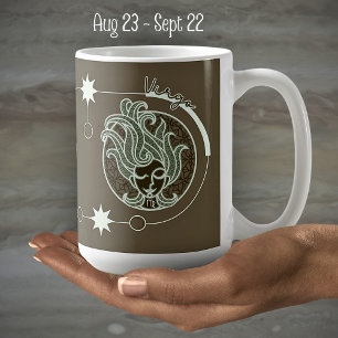 Virgo Zodiac Sign Astrology Mandala Brown Green Coffee Mug