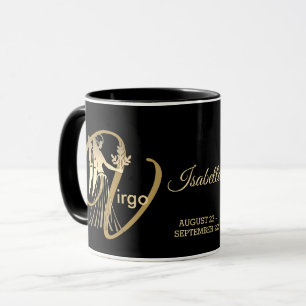 Virgo ♍ Zodiac Sign / Black and Gold Mug