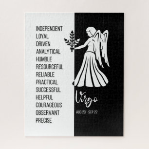 Virgo Zodiac Sign, Black & White Jigsaw Puzzle