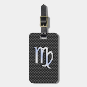 Virgo Zodiac Sign Charcoal Carbon Fibre Print Luggage Tag