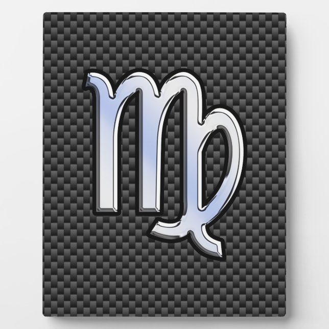 Virgo Zodiac Sign Charcoal Carbon Fibre Print Plaque (Front)