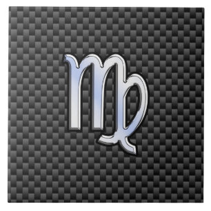 Virgo Zodiac Sign Charcoal Carbon Fibre Print Tile