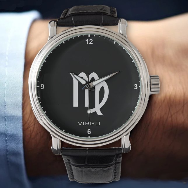 Virgo Zodiac Sign Custom Name Text Simple Minimal Watch (Creator Uploaded)