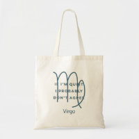 Virgo Zodiac Sign Fun Quote Blue & White