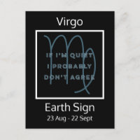 Virgo Zodiac Sign Fun Quote in Blue and White Post