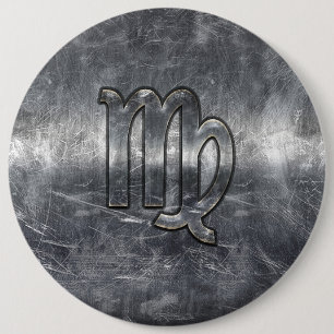 Virgo Zodiac Sign Grunge Distressed Style 6 Cm Round Badge