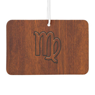 Virgo Zodiac Sign in Brown Mahogany Style Car Air Freshener