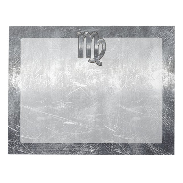 Virgo Zodiac Sign in Grunge Distressed Style Decor Notepad (Front)