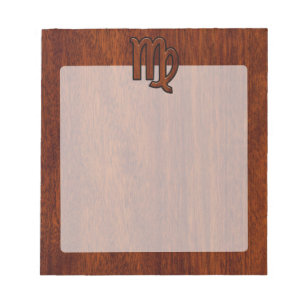 Virgo Zodiac Sign in Mahogany wood style Notepad