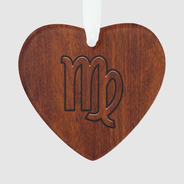 Virgo Zodiac Sign in Mahogany wood style Ornament (Front)