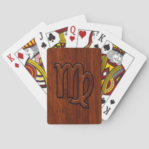 Virgo Zodiac Sign in Mahogany wood style Playing Cards
