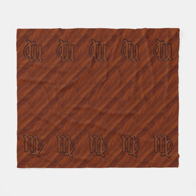Virgo Zodiac Sign in Rich Mahogany Wood Style Fleece Blanket (Front (Horizontal))