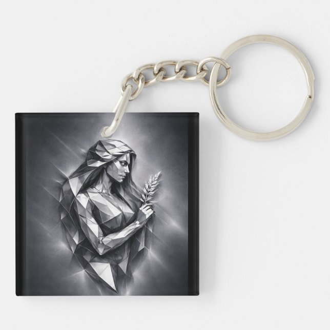 virgo zodiac sign key ring (Back)