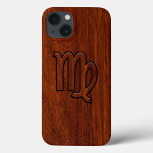 Virgo Zodiac Sign Mahogany Wood Style Decor iPhone 13 Case