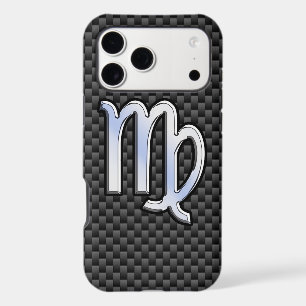 Virgo Zodiac Sign on Charcoal Black Carbon Fibre
