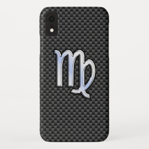 Virgo Zodiac Sign on Charcoal Black Carbon Fibre iPhone XR Case