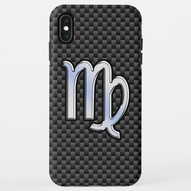 Virgo Zodiac Sign on Charcoal Black Carbon Fibre Case-Mate iPhone Case (Back)
