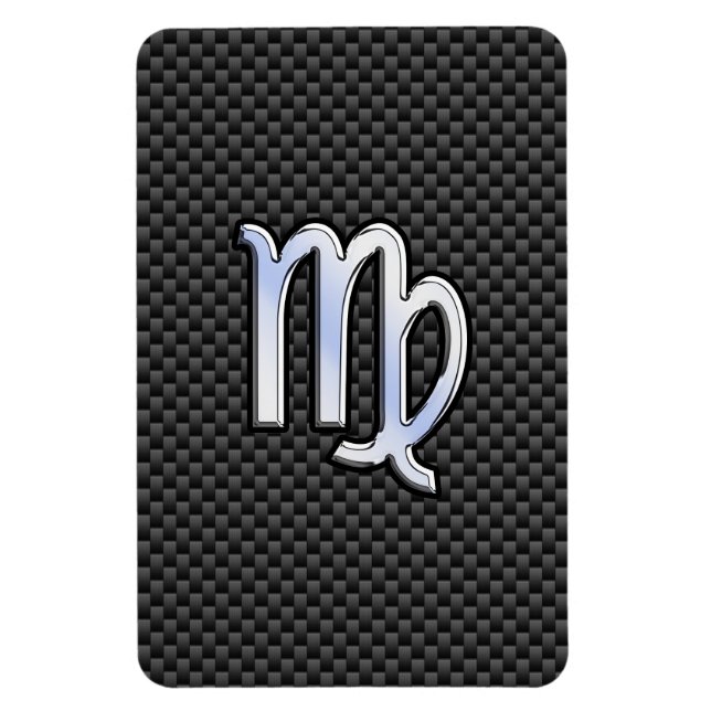 Virgo Zodiac Sign on Charcoal Carbon Fibre Print Magnet (Vertical)