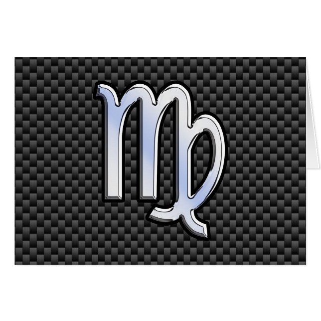 Virgo Zodiac Sign on Charcoal Carbon Fibre Style (Front Horizontal)