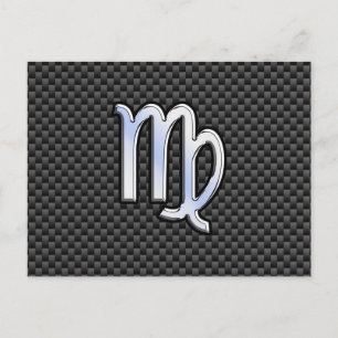 Virgo Zodiac Sign on Charcoal Carbon Fibre Style Postcard