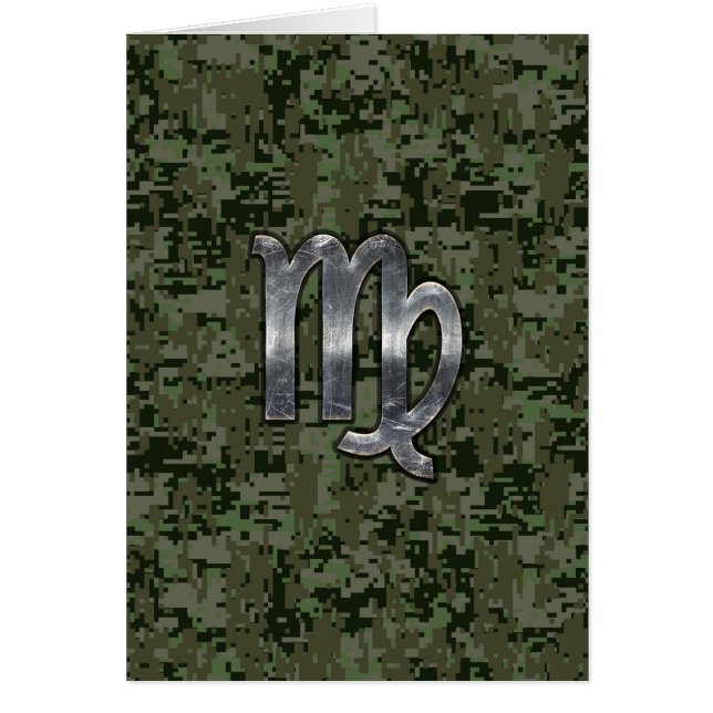 Virgo Zodiac Sign on Green Digital Camo (Front)