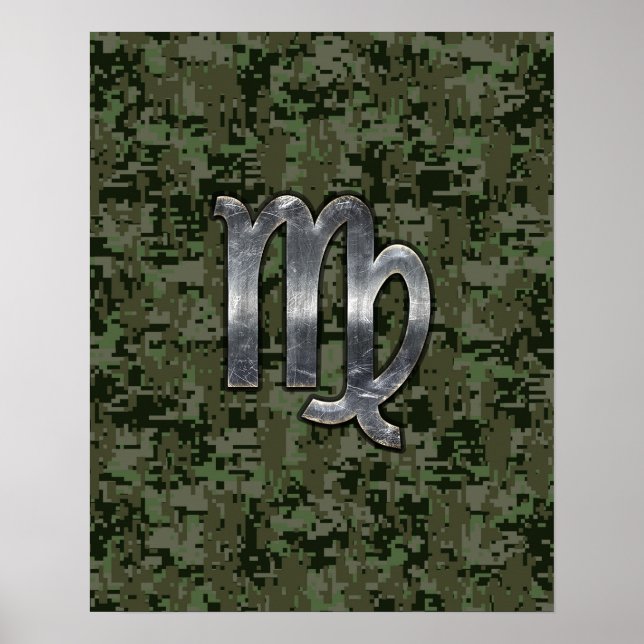 Virgo Zodiac Sign on Green Digital Camo (Front)