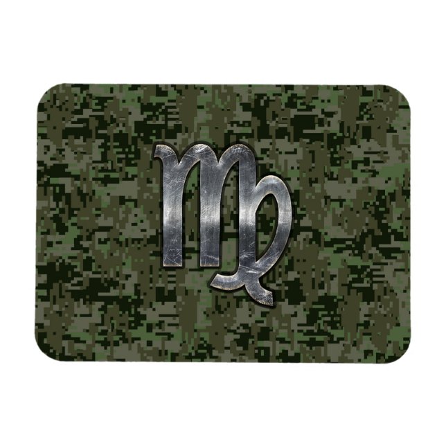 Virgo Zodiac Sign on Green Digital Camo Magnet (Horizontal)