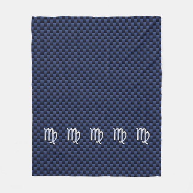 Virgo Zodiac Sign on Navy Blue Decor Fleece Blanket (Front)