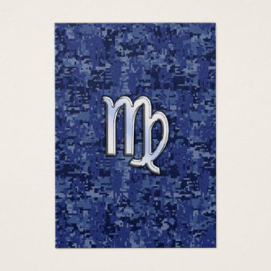 Virgo Zodiac Sign on Navy Blue Digital Camo