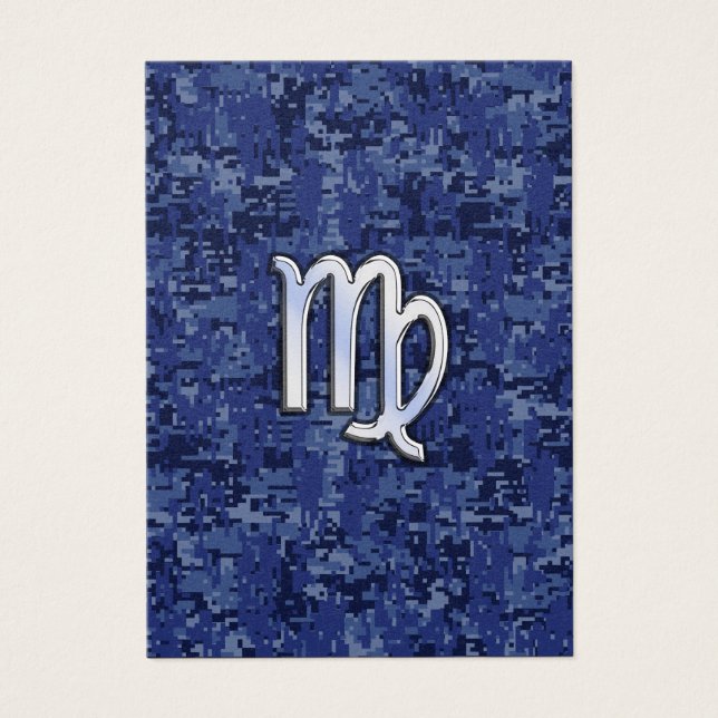 Virgo Zodiac Sign on Navy Blue Digital Camo (Front)