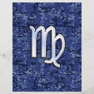 Virgo Zodiac Sign on Navy Blue Digital Camo Flyer