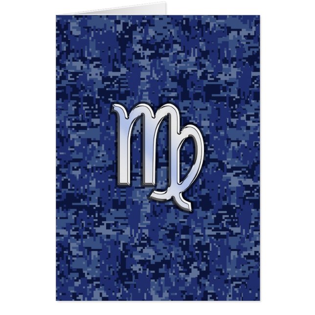 Virgo Zodiac Sign on Navy Blue Digital Camouflage (Front)
