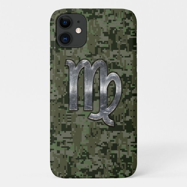 Virgo Zodiac Sign on Olive Digital Camo Case-Mate iPhone Case (Back)