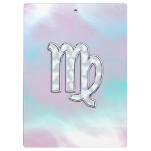 Virgo Zodiac Sign on Pastels Mother of Pearl Clipboard
