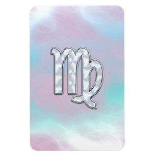 Virgo Zodiac Sign on Pastels Mother of Pearl Magnet