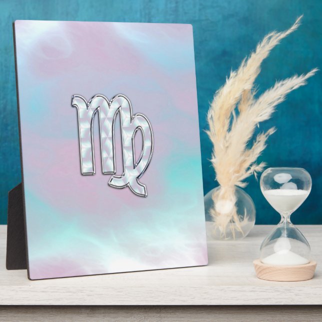 Virgo Zodiac Sign on Pastels Mother of Pearl Plaque (Side)