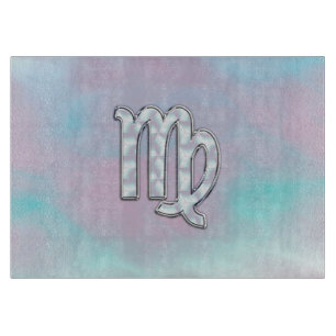 Virgo Zodiac Sign on Pastels Mother of Pearl Style Cutting Board