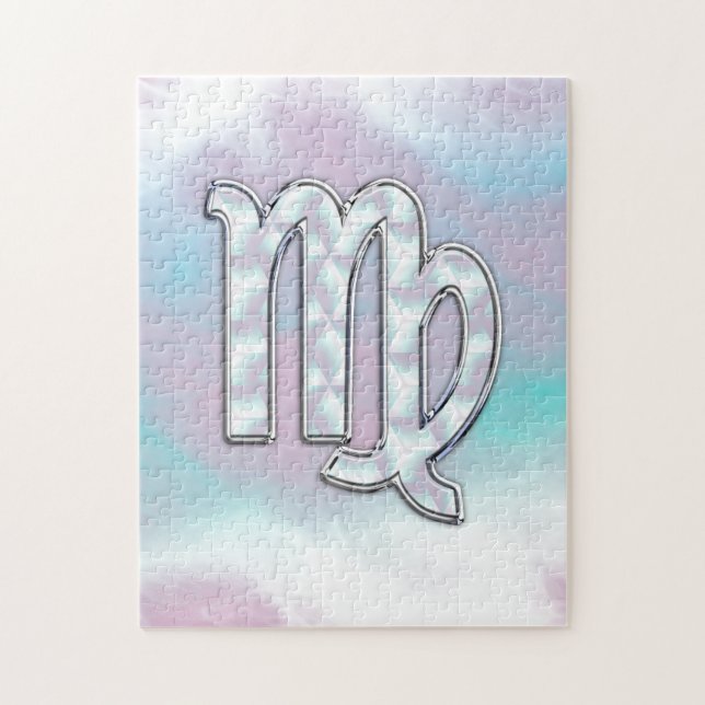 Virgo Zodiac Sign on Pastels Mother of Pearl Style Jigsaw Puzzle (Vertical)