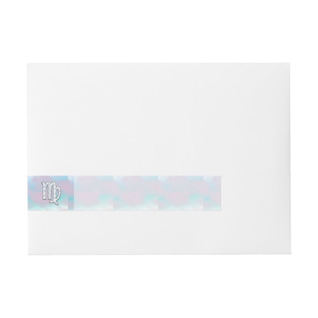 Virgo Zodiac Sign on Pastels Mother of Pearl Wraparound Address Label (Front)