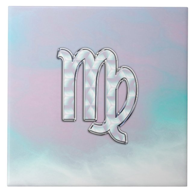 Virgo Zodiac Sign on Pastels Nacre Style Print Ceramic Tile (Front)